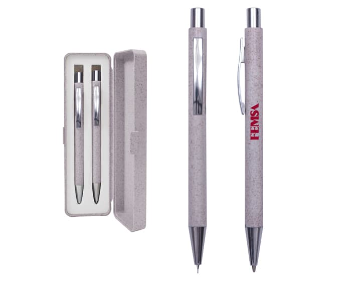 SET DE BOLÍGRAFOS ECOLÓGICOS BRAZIL A2692 BEIGE