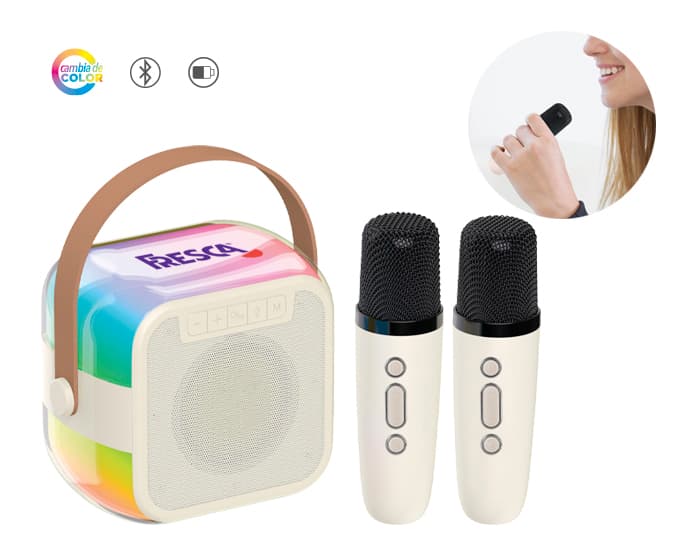 BOCINA KARAOKE CON LUZ MULTICOLOR POPSTAR A2812 BEIGE