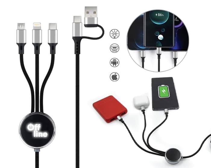 CABLE CONECTOR DE CARGA USB RAYO A2997 NEGRO