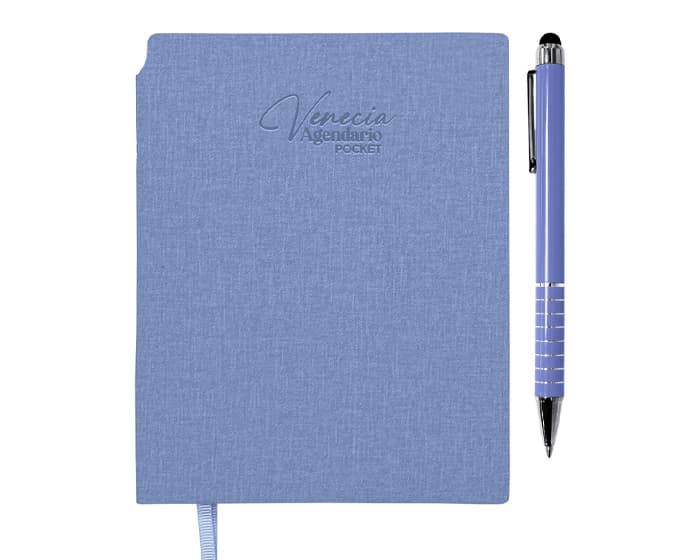 AGENDARIO DE BOLSILLO CON BOLÍGRAFO VENECIA POCKET A3168 AZUL CLARO 2