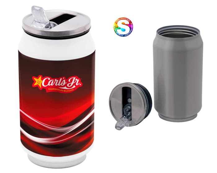 TERMO EN FORMA DE LATA NERIS DE SUBLIMACIÓN 300 ML. A2405 BLANCO