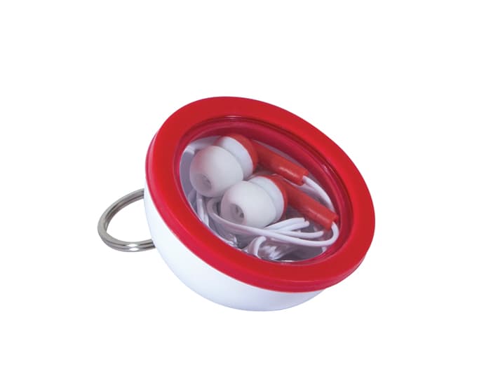 AUDÍFONOS CON ESTUCHE DE CÁPSULA Y ARILLO PARA COLGAR CAPSUL A2491 ROJO 2