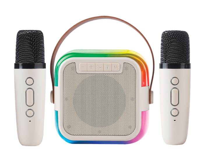 BOCINA KARAOKE CON LUZ MULTICOLOR POPSTAR A2812 BEIGE 2