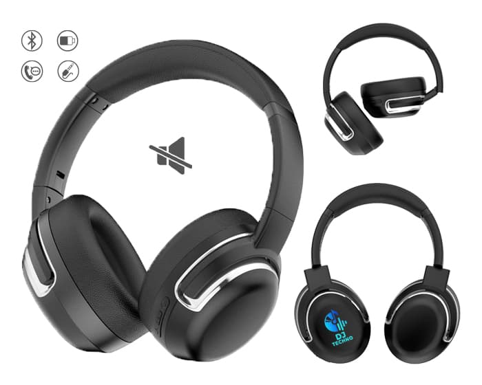 AUDÍFONOS BLUETOOTH CON CANCELACIÓN DE RUIDO, MANOS LIBRES Y DIADEMA AJUSTABLE GUETTA A2828 NEGRO