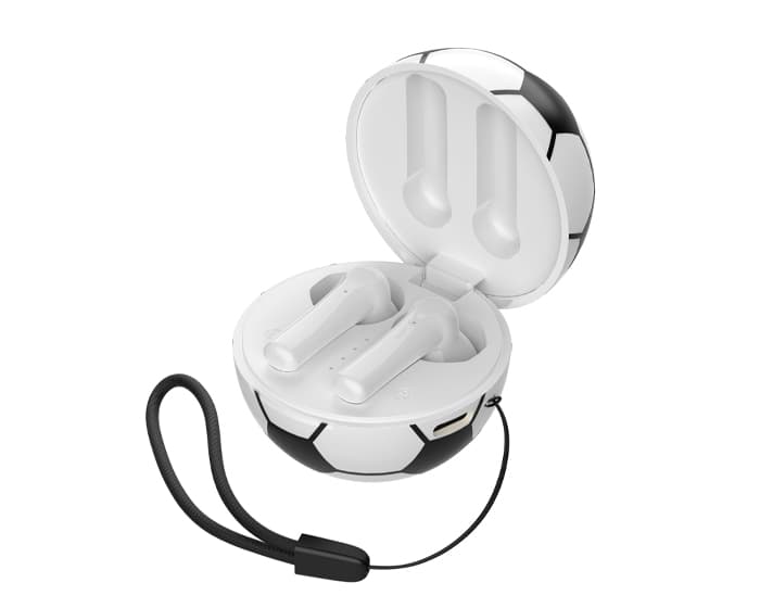 AUDÍFONOS INALÁMBRICOS CON ESTUCHE DE BALÓN DE SOCCER GOAL A2830 BLANCO 2