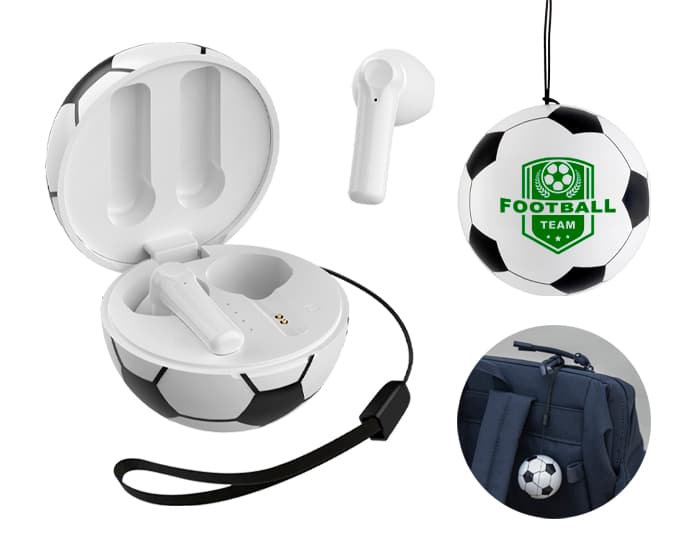AUDÍFONOS INALÁMBRICOS CON ESTUCHE DE BALÓN DE SOCCER GOAL A2830 BLANCO
