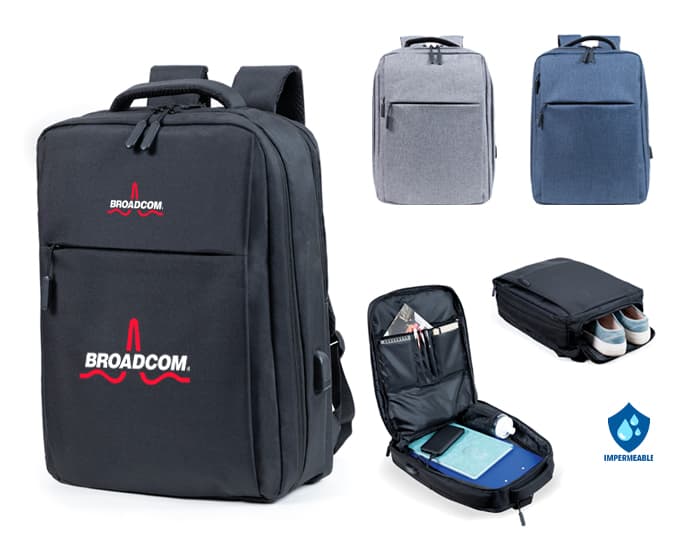 MOCHILA BACKPACK PORTA LAPTOP USB NERD A3030 AZUL MARINO