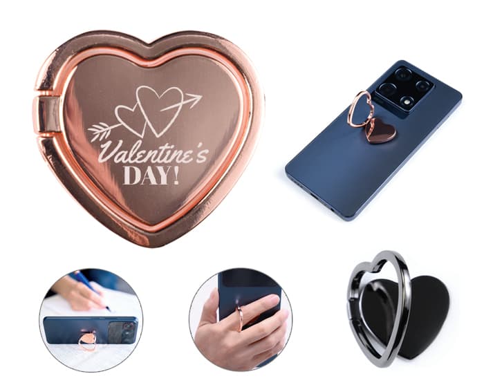 ANILLO CON SOPORTE PARA CELULAR EN FORMA DE CORAZÓN LOVER A3087 GRIS