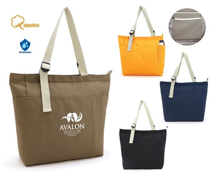 BOLSA DE POLIÉSTER CON ASAS DE ALGODÓN OLIVO A3116 AZUL MARINO