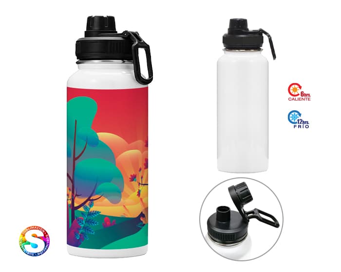 TERMO DE ACERO INOXIDABLE DE SUBLIMACIÓN 1,200 ML. SUBLI MEGA KYLO A3127 BLANCO