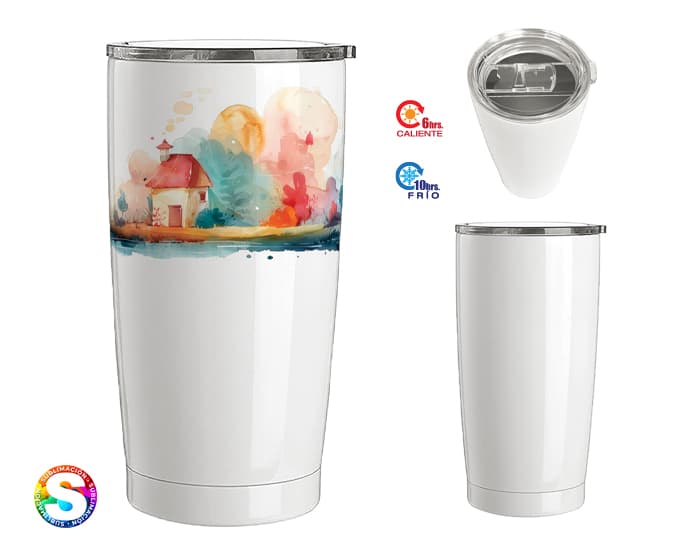 TERMO DE ACERO INOXIDABLE DE SUBLIMACIÓN 600 ML. GABO A3155 BLANCO