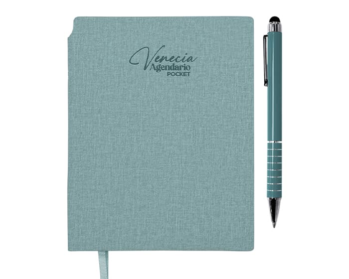 AGENDARIO DE BOLSILLO CON BOLÍGRAFO VENECIA POCKET A3168 TURQUESA 2
