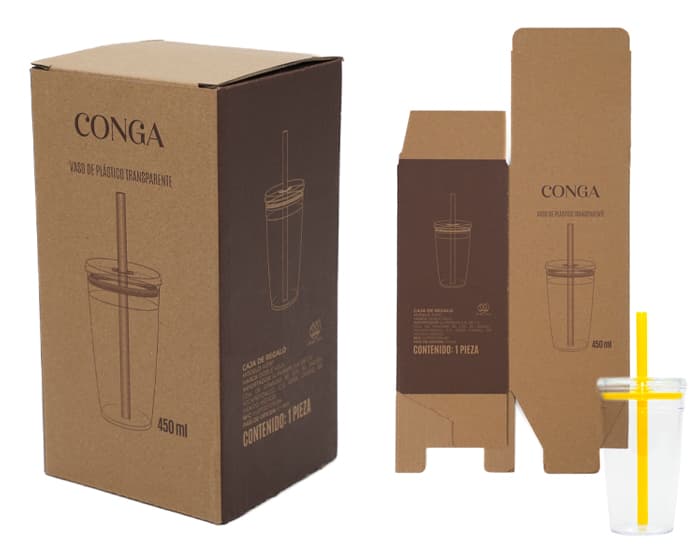CAJA DE REGALO DE CARTÓN PARA VASO CONGA, CAJA CONGA A3180 CAFÉ