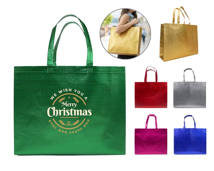 BOLSA DE NONWOVEN METALIZADO GLEAM L A3187 AZUL