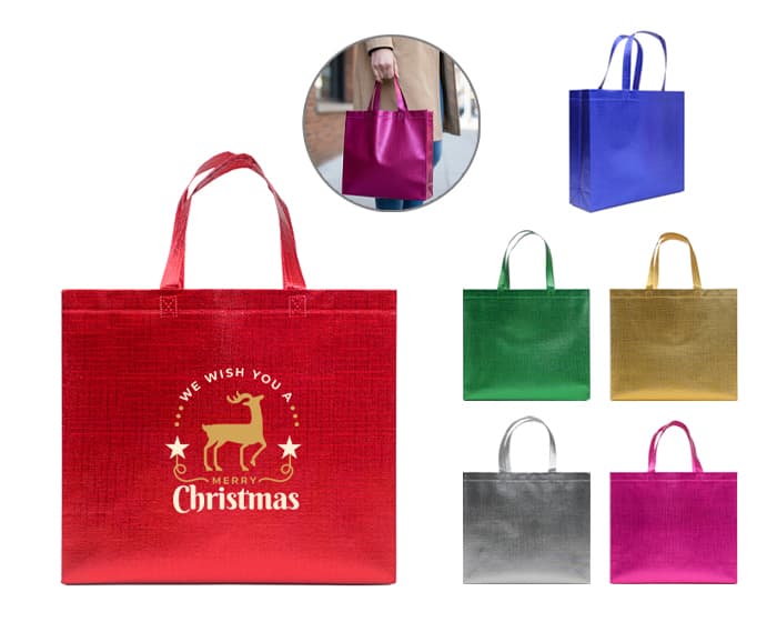 BOLSA DE NONWOVEN METALIZADO GLEAM A3188 AZUL